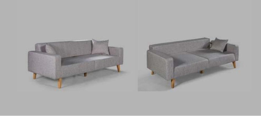 Wohnzimmer Couch Dreisitzer Sofa 3 Sitz Polster Textil Grau Möbel