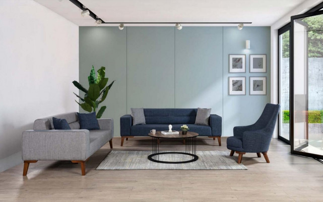 Luxus potahová textilní křeslo jednosedák modré barvy