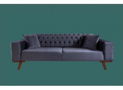 Design pohovka trojsedačka Moderní sedací souprava šedá nábytek čalounění dřevo.