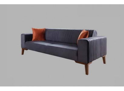 Šedá třísedadlová pohovka Elegantní sofa Sedací nábytek pro obývací pokoj Samet
