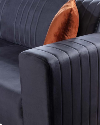 Šedá třísedadlová pohovka Elegantní sofa Sedací nábytek pro obývací pokoj Samet
