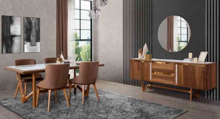 Jídelní skupina Stůl Stoly 6 ks Souprava Nový Jídelní stůl 4x židle Židle Jídelní pokoj Sada