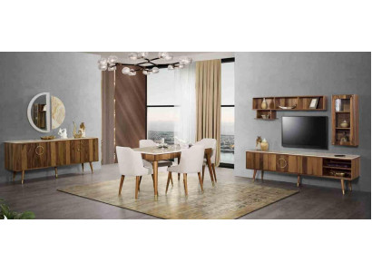 Garnitur Set Modern Stůl 6x židle židle Kompletní jídelní set 7ks Jídelna