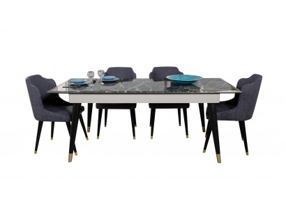 Luxus jídelní stůl design 4x židle jídelní sestava křesla set nábytek