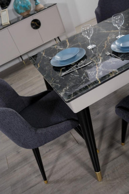 Luxus jídelní stůl design 4x židle jídelní sestava křesla set nábytek