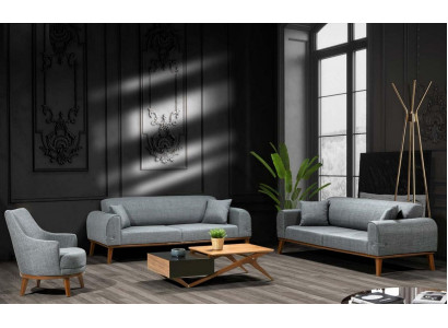 Sofa sestava 3+3+1 koženka Design Pohovka čalouněná Rozkládací pohovka Moderní Samet