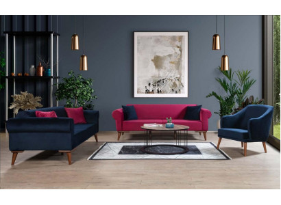 Sofa set 3+3+1 sedadlo Design Sofa Polstrování Pohovka Moderní 3 kusy