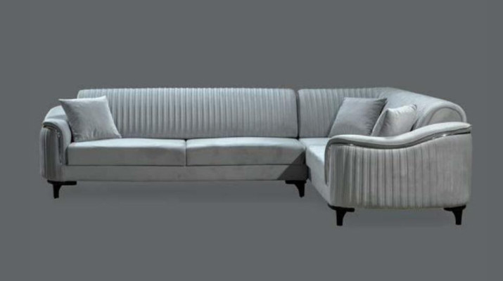 Látka rohová sedací souprava L-tvaru pohovka čalounění textil rohová sedací souprava samet šedá 310x240