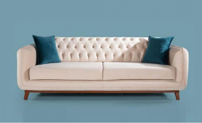 Sofa Set 3+3+1 potahová pohovka látkový obývací pokoj Chesterfield 3 dílný interiér