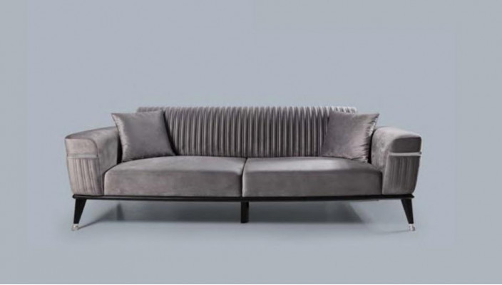 Sofa set 3+3+1 sezení sedací souprava Pohovky Křesla Látka Dřevo Šedé pohovky