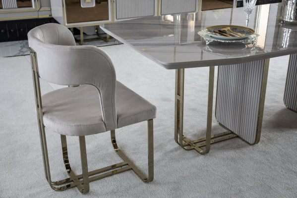 Stůl jídelní bílý stůl luxus jídelna styl elegantní krásný kov moderní.