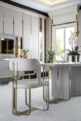 Stůl jídelní bílý stůl luxus jídelna styl elegantní krásný kov moderní.