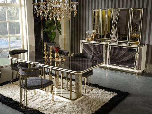 Jídelní stůl hnědý Luxus Stoly Jídelna Stůl Kov Elegantní Styl Moderní