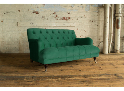 Chesterfield 2místná sedací souprava - kožená pohovka, moderní styl, zelené textilie