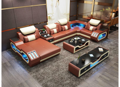 Originální obývací krajina rohová sedací souprava potahovaná sedací souprava pohovky pohovky s USB LED