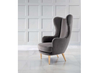 Ohrensessel Sessel Clubsessel Cocktailsessel Luxus Sitzer Grau Sitz Wohnzimmer