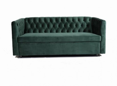Americký styl pohovka Chesterfield Sofa Couch Kožená potah Třísezóní Zelená