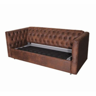 Americká stylová pohovka Chesterfield sofa Couch, kožené polstrování, hnědá, třímístná.