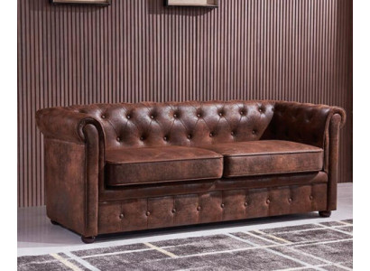 Luxusní pohovka Chesterfield z umělé kůže do obývacího pokoje