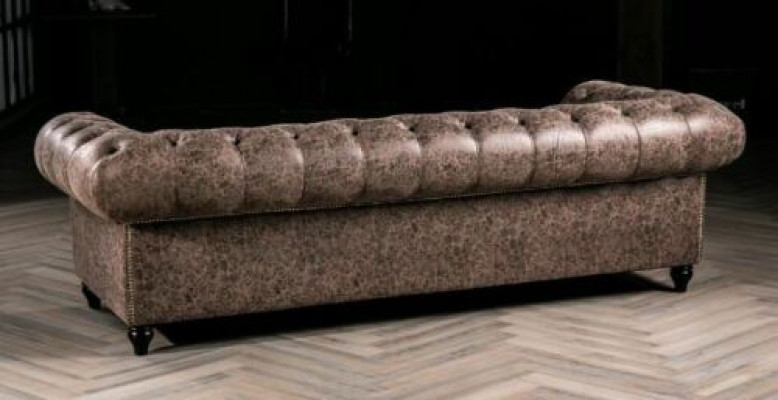 Mens Club Chesterfield Sofa Couch Kožené Potahy Třímiestný Hnědý NOVÝ