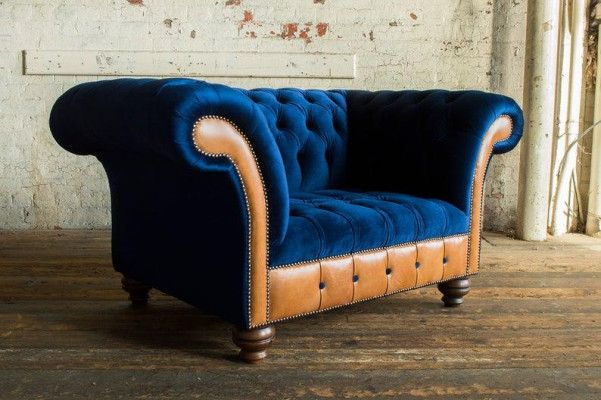 Chesterfield Textil Polster Sessel 1 Sitzer Sofas Design Luxus Stoffsofas