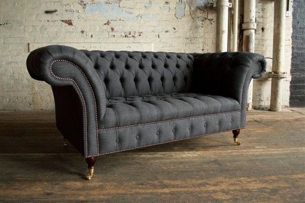 Chesterfield Textil Sofa 2 Sitzer Luxus Sofa Polster Sofas Design Stoffsofas