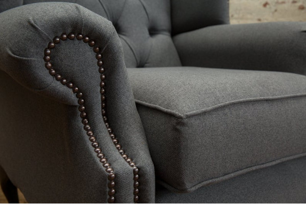 Chesterfield Design Luxus Stoffsofas Textil Ohrensessel 1 Sitzer Sofa Polster