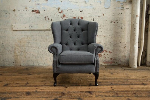 Chesterfield Design Luxus Stoffsofas Textil Ohrensessel 1 Sitzer Sofa Polster
