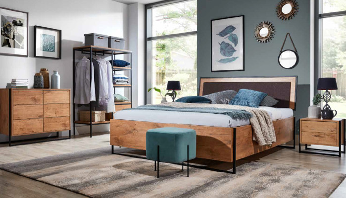 5 kusů kompletní sada dřevěné ložnice loft styl návrh postele komoda skříň