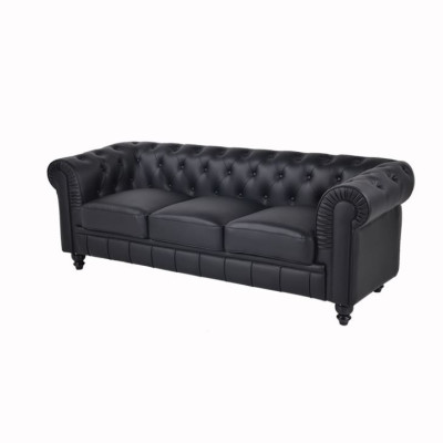 jvmoebel ® Textil Sofa Couch - Schwarz Polster Dreisitzer Couch Garnitur Dreier