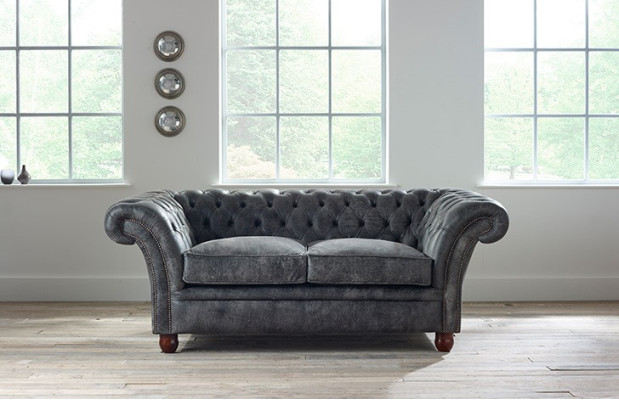Chesterfield Sofa Couch Polster Stoff Leder Couchen Polster Garnitur 2 Sitzer
