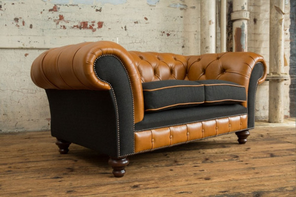 jvmoebel ® Leder Sofa Couch - Design Polster Zweisitzer Couch Garnitur Braun