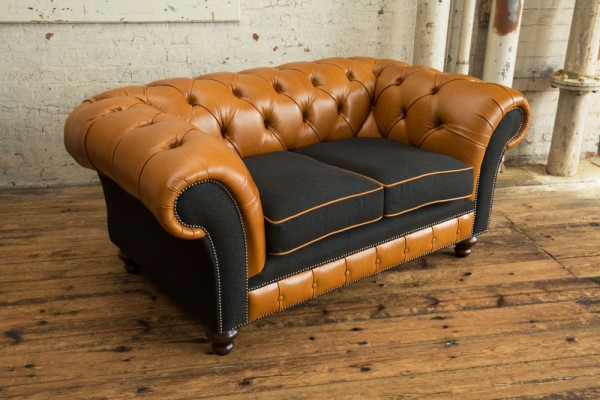 jvmoebel ® Leder Sofa Couch - Design Polster Zweisitzer Couch Garnitur Braun