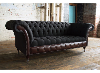 Chesterfield originální pohovka JVMoebel pohovka textil pohovky pohovky látka černá nová