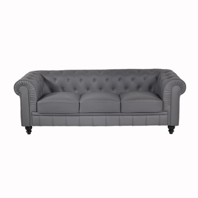 Šedá pohovka Chesterfield, kancelářská pohovka, přijímací pohovky, kůže, textil, nová jvmoebel ®
