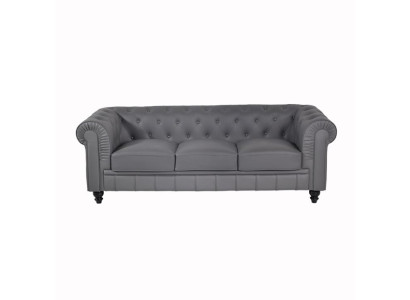 Šedá pohovka Chesterfield, kancelářská pohovka, přijímací pohovky, kůže, textil, nová jvmoebel ®