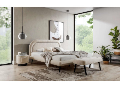 Ložnice set Bílá Postel Elegantní 2x Noční stolky Luxusní Stolička Moderní.