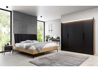 Ložnice Sada Beige Postel 2x Noční Stolky Skříň Toaletní Stůl Luxus Nový 5dílný.