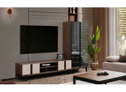 Designová obývací souprava, elegantní TV stojan, luxusní nízký stolek, dvoudílný.
