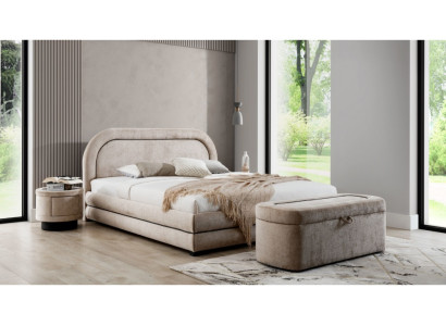 Exkluzivní beige ložnice souprava manželská postel čalouněná noční stolky