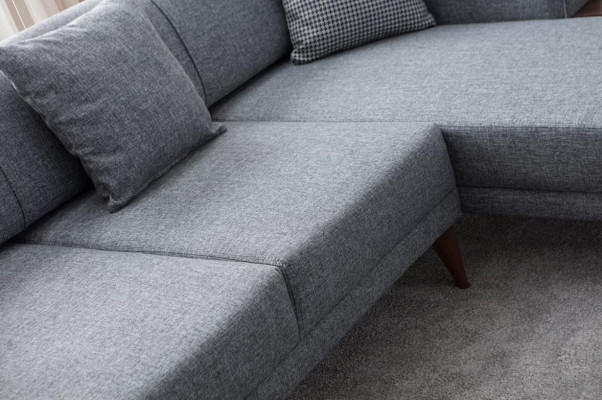 Graues Wohnzimmer L-Form Sofa Polster Ecksofa Designer Wohnzimmer Couch