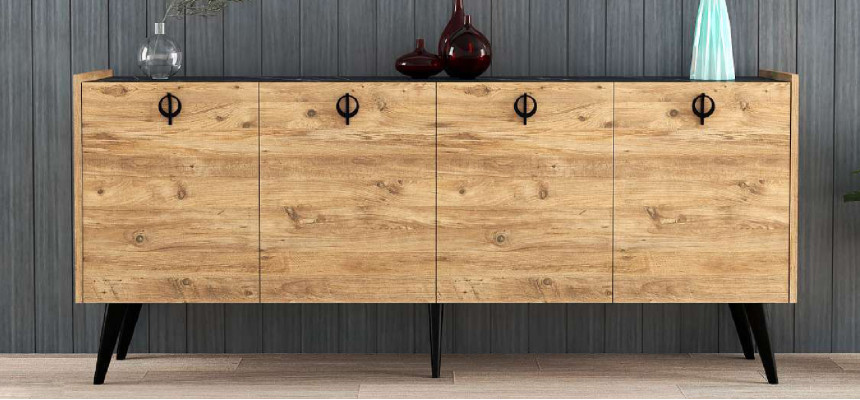 Obývací pokoj Hnědý Komoda Moderní Design Obdélníkový Tvar Police Luxusní