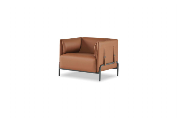 Arbeitszimmer-Set 4tlg 2x Sessel mit 2x Sessel Braun Ainfarbig Modern