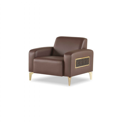 Arbeitszimmer-Set 3tlg 3-Sitzer Sessel Couchtisch Braun Einfarbig Modern