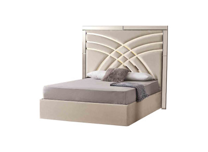 Beiges Doppelbett Designer Schlafzimmer Bettrahmen Luxuriöse Möbel