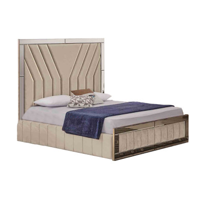 Beiges Schlafzimmer Bett Designer Doppelbett Luxuriöser Bettrahmen Bett