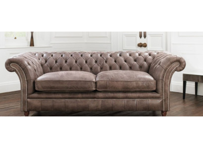 Chesterfield pohovka gauč čalouněná souprava 3 místná sedací kůže textil 161013-24