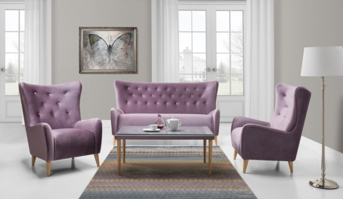 Sedací souprava 2,50+1+1+Konferenční stolek Chesterfield Sofa Kompletní set sedací soupravy Couch