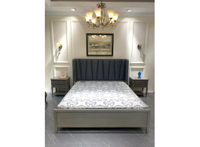 Design ložnice 3dílná postel 2x noční stolky sada postelí dřevěný noční stolek šedý