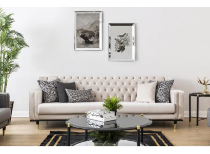 Klasická třímístná sedací souprava Chesterfield Beige luxusní pohovka Sofy